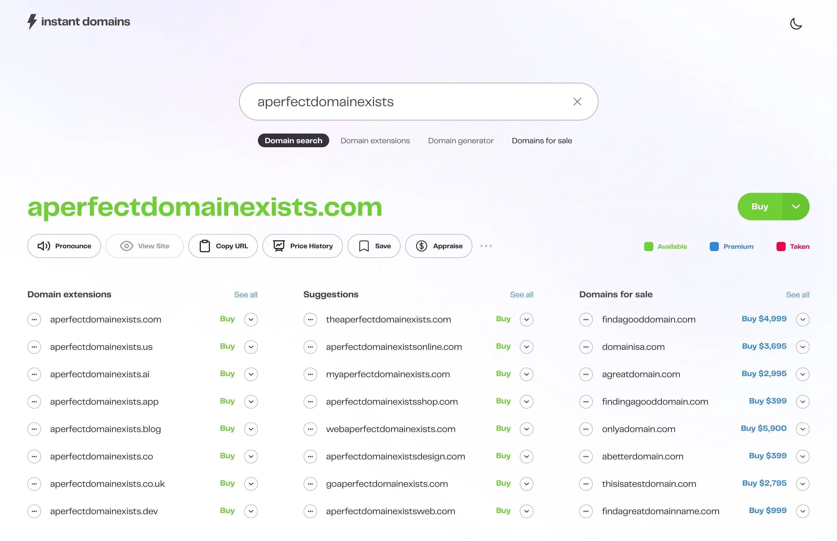 Instand Domains app